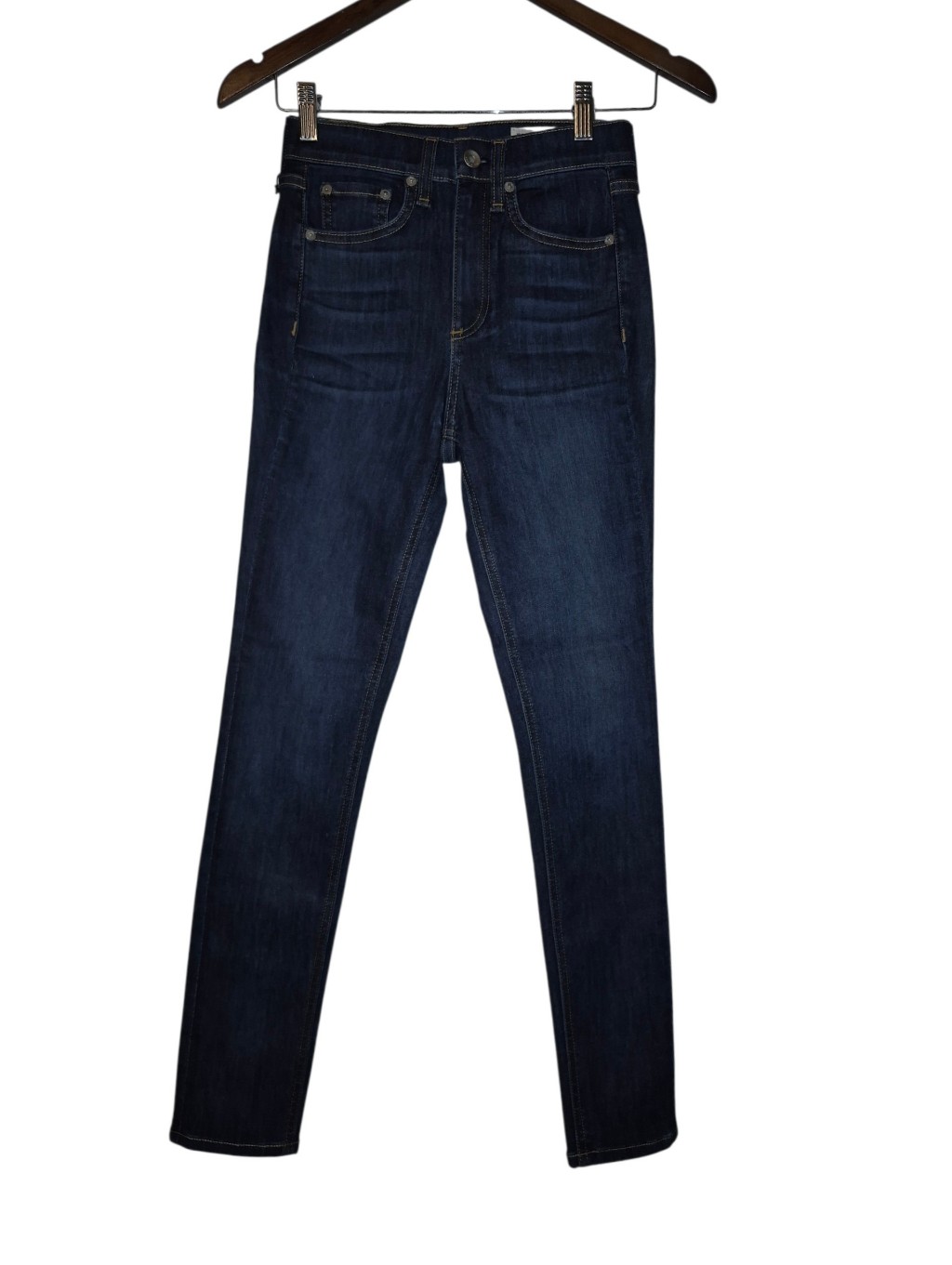 Rag & Bone Nwt Coated Worn High Rise Ankle Skinny Blue Jeans 24 W1566k122cwr